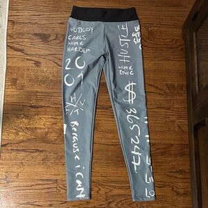 Gray Workout pants with Motivational Print